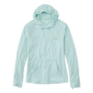L.L. Bean Men's Tropical Comfort Hooded Long Sleeve Shirt Pale Turquoise Size L